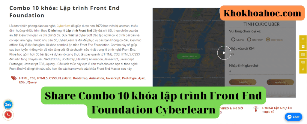 Combo 10 khóa lập trình Front End Foundation Cyberlearn