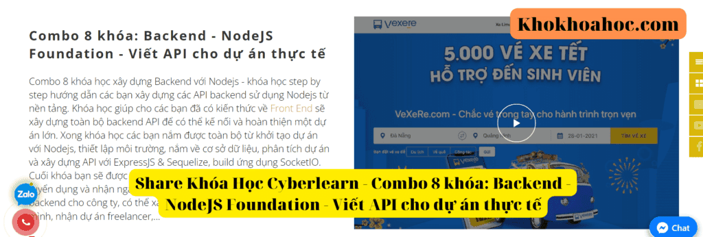 Khóa Học Cyberlearn – Combo 8 khóa: Backend – NodeJS Foundation – Viết API cho dự án thực tế
