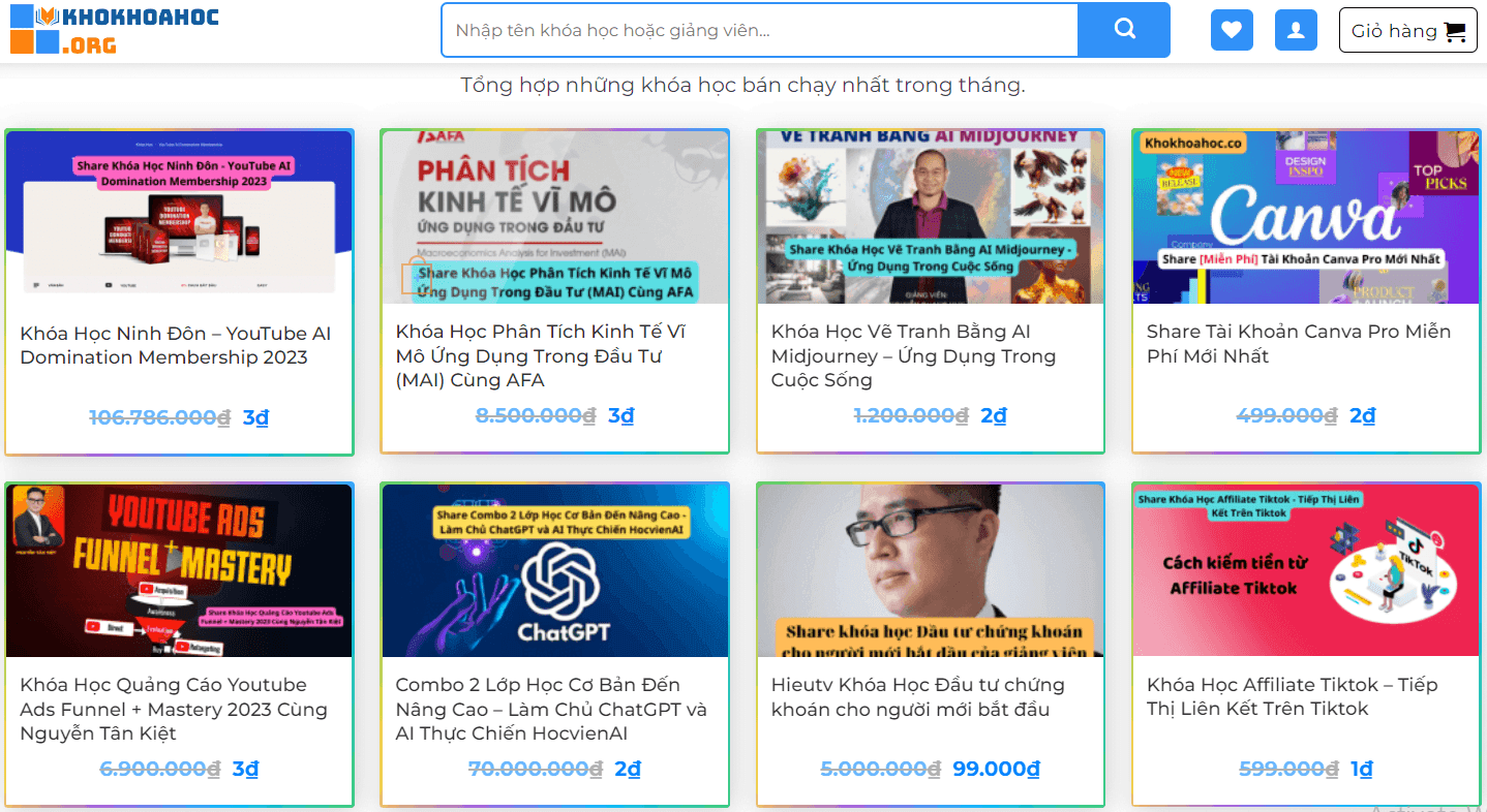 Uy tín của Kho Khóa Học và chất lượng các khóa học online